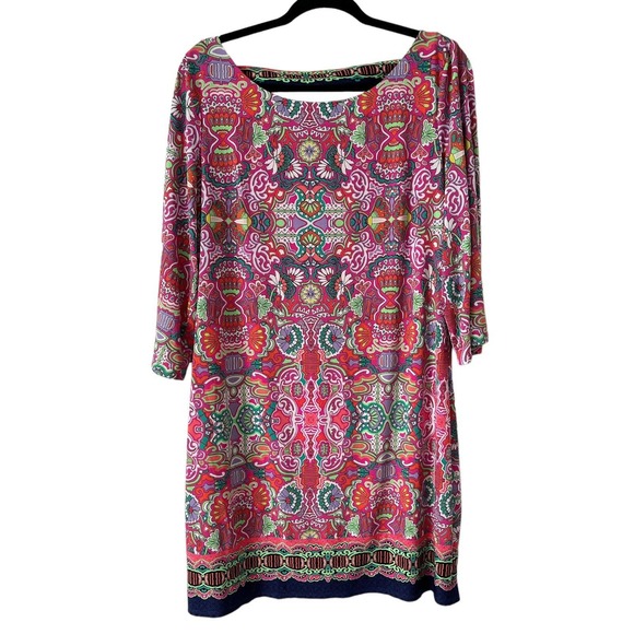 Laundry By Shelli Segal Colorful Floral Paisley Print Shift Dress Size Large - Picture 1 of 6